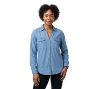 Jeansbluse VERO MODA "VMBUMPY LS LOOSE POCKET DNM SHIRT NOOS", Damen, Gr. XL, blau (medium blau denim), Denim/Jeans, Obermaterial: 100% Baumwolle, unifarben, hüftbedeckend, V-Ausschnitt, Blusen Jeansb