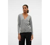 Strickjacke VERO MODA "VMSILJE LS V-NECK CARDIGAN GA NOOS" Gr. L (40), grau (medium grey melange) Damen Strickjacken (83587742-L) medium grey melange