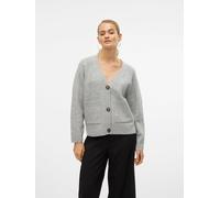 VERO MODA Damen VMBOOM LS V-Neck Button Cardigan GA NOOS Strickjacke, Light Grey Melange, S