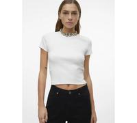 Vero Moda T-Shirt in Ripp-Optik Modell 'CHLOE' in Weiss, Größe L