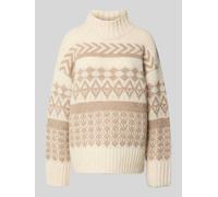Vero Moda Comfort Fit Strickpullover aus Norweger-Strick Modell 'AMPLE' in Beige, Größe M