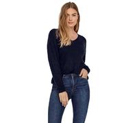 Vero Moda Damen Pullover VMCREWLEFILE V-Ausschnitt Strick meliert dunkelblau Gr. XS
