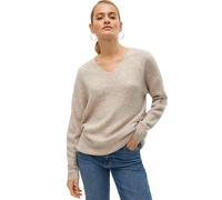 Vero Moda Pullover Crewlefile V-Ausschnitt überschnittene Schultern Offwhite meliert XL