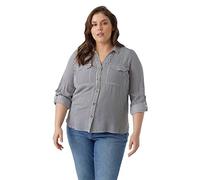 Vero Moda Curve Bumpy New Long Sleeve Shirt Grau 44 Frau (Herstellerartikelnummer: 10276694-SnowWhite/StripesIndiaInk-44)
