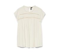 VERO MODA Curve Damen Vmdebbie Pleat S/L Top WVN Ga Curve Noos Bluse, Snow White, 48 Große Größen EU