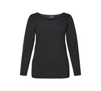 Langarmshirt VERO MODA CURVE "VMPAXI LS SOFT U-NECK - S NOOS CURVE", Damen, Gr. L (48), schwarz, Jersey, Obermaterial: 95% Baumwolle, 5% Elasthan, unifarben, regular fit hüftbedeckend, Rundhals, Shirt
