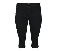 VERO MODA CURVE Hose aus 3/4 Baumwolle, knielang, schmale Passform und Verschluss mit Reißverschluss und Knopf., Schwarz , 38