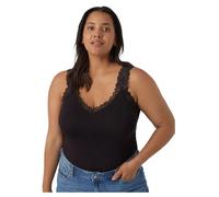 Spitzentop VERO MODA CURVE "VMCROSA SL TOP JRS NOOS CUR", Damen, Gr. L, schwarz, Jersey, Obermaterial: 95% Viskose, 5% Elasthan, unifarben, modisch, figurbetont normal, Rundhals, ohne Ärmel, Tops (979