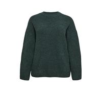 Strickpullover VERO MODA CURVE "VMCBOOM LS O-NECK PULLOVER GA NOOS CUR", Damen, Gr. M, grün (balsam grün detail:melange), Strick, Obermaterial: 85% Polyester, 7% Polyacryl, 5% Wolle, 3% Elasthan, meli