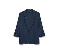 Kurzblazer VERO MODA "VMJESMILO 3/4 LOOSE BLAZER WVN NOOS", Damen, Gr. M, blau (navy blazer), Web, Obermaterial: 55% Viskose, 45% Leinen, unifarben, regular fit normal, V-Ausschnitt, Blazer Kurzblazer
