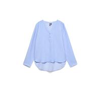 VERO MODA Damen Bluse VMKAJA LS V-NECK FOLD-UP TOP WVN (DE/NL/SE/PL, Alphanumerisch, L, Regular, Regular, vista blue)