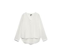 VERO MODA Damen Bluse VMKAJA LS V-NECK FOLD-UP TOP WVN (DE/NL/SE/PL, Alphanumerisch, XS, Regular, Regular, snow white)