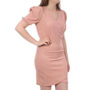 VERO MODA Damen Blusen Wickelkleid Midi Kurzarm Tunika Stretch Dress Knielang Locker Gerippt VMELISA, Farben:Rosa, Größe:M