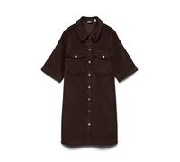 VERO MODA Damen Cord Minikleid Kurzarm Cordkleid mit Knopfleiste VMFenja Short 10337795 Chocolate Torte XXL
