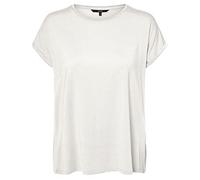 VERO MODA Damen Einfarbiges Stretch T-Shirt Basic Rundhals Top Oberteil Tief Angesetzte Schultern VMAVA