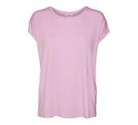 VERO MODA Damen Einfarbiges Stretch T-Shirt Basic Rundhals Top Oberteil Tief Angesetzte Schultern VMAVA, Farben:Rosa, Größe:XS