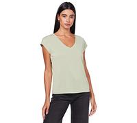 VERO MODA Damen Einfarbiges Stretch T-Shirt Basic V-Neck Top Oberteil Tief Angesetzte Schultern VMFILLI