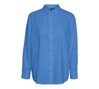 VERO MODA Damen Hemd Basic Rundhals Bluse Locker geschnitten Oberteil