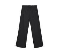 Schlupfhose VERO MODA "VMBERLIN MY MW WIDE PRINT PANT NOOS", Damen, Gr. L (40), Länge 30, schwarz (obsidian stripes:oatmeal pinstripes), Obermaterial: 95% Polyester, 5% Elasthan, gestreift, modisch, l