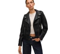 Lederimitatjacke VERO MODA "VMKERRI ULTRA", Damen, Gr. M, schwarz, Web, Obermaterial: 50% Polyester, 50% Viskose. Beschichtung: 100% Polyurethan. Futter: 100% Polyester, unifarben, sehr figurbetont ta