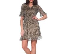 VERO MODA Damen Kurzarm Mini Kurzarm Sommerkleid VMSmilla mit Leopard-Muster 10306038 Birch Lova XL