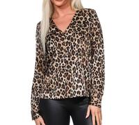 Vero Moda Damen Langarm Bluse VMVerena Blusenshirt mit Leopard-Muster
