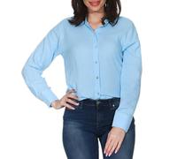 VERO MODA Damen Langarm Musselin-Bluse VMNatali Nia Loose Shirt Hemdbluse 10283131 Airy Blue XXL