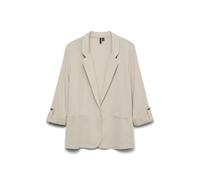 VERO MODA Damen Legeres Blazer Jackett mit Dreiviertel Arm Leichter Sakko Eleganter Business Shacket, Farben:Beige-2, Größe:L