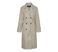 VERO MODA Damen Mantel VMFortunevega Long Trenchcoat langer Winter Wollmantel 10289870 Silver Mink Melange L