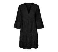 VERO MODA Damen Mini-Kleid Tunika aus Häkelspitze VMHoney Lace 3/4 Arm V-Neck 10275875 Black S