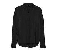VERO MODA Damen Oversized Hemdbluse Seidig Legeres Oberteil Glänzendes Shirt VMQUEENY, Farben:Schwarz, Größe:XS