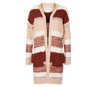 VERO MODA Damen Regular Fit Strickjacke VMPAPAYA LS Long Cardigan DNM - WP15, Gestreift, Gr. 40 (Herstellergröße: L), Mehrfarbig (Black)