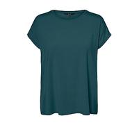 VERO MODA Damen Einfarbiges Stretch T-Shirt Basic Rundhals Top Oberteil Tief Angesetzte Schultern VMAVA, Farben:Orange, Größe:XS