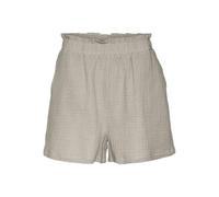 VERO MODA Damen Shorts mit elastischem Bund und Crepe Textur Paperbag, Farben:Beige-2, Größe:L