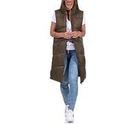 VERO MODA Damen Steppweste VMUppsala 3/4 Waistcoat Lange Mantelweste 10254930 Dark Olive S