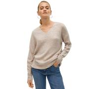 Vero Moda Damen Strickpullover Crewlefile mit V-Auschnitt S Loose Fit