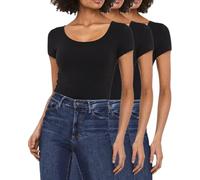 VERO MODA Damen T-Shirt, Kurzarm-Top, Figurbetont, 3er-Multi-Set (254 XL, 3X Black)