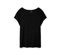 Vero Moda T-Shirt VMAVA Damen Rundhals Stretch Basic Einfarbig Tief angesetzte Schultern Schwarz XL