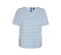 VERO MODA Damen Vmabby Zip JRS Noos Top, Snow White/Stripes:Ibiza Blue, S EU