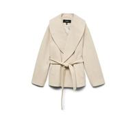Kurzjacke VERO MODA "VMANNE BERGEN JACKET GA NOOS", Damen, Gr. XL, beige (oatmeal detail:melange), Web, Obermaterial: 100% Polyester, meliert, modisch, regular fit hüftlang, V-Ausschnitt, Langarm, Jac