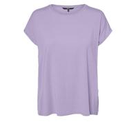 Rundhalsshirt VERO MODA "VMAVA PLAIN SS TOP GAJRS NOOS", Damen, Gr. L, lila (pastel lila), Jersey, Obermaterial: 95% Lyocell, 5% Elasthan, unifarben, regular fit normal, Rundhals, Shirts Rundhalsshirt