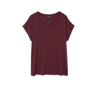 Rundhalsshirt VERO MODA "VMAVA PLAIN SS TOP GAJRS NOOS", Damen, Gr. XS, lila (tawny port), Jersey, Obermaterial: 95% Lyocell, 5% Elasthan, unifarben, regular fit normal, Rundhals, Shirts (78179143-XS)