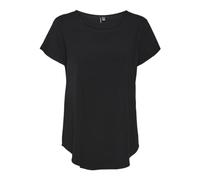 VERO MODA Damen Bluse Kurzarm Rundhals Basic Regular Fit, Farben:Schwarz, Größe:M