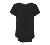 VERO MODA Damen Bluse Kurzarm Rundhals Basic Regular Fit, Farben:Schwarz, Größe:XXL