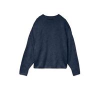 Strickpullover VERO MODA "VMBOOM LS O-NECK PULLOVER GA NOOS", Damen, Gr. L, navy blazer detail:melange, Strick, Obermaterial: 85% Polyester, 7% Polyacryl, 5% Wolle, 3% Elasthan, meliert, modisch, loos