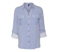 VERO MODA Damen Vmbumpy L/S Shirt New Wvn Ga Noos, Beaucoup Blue/Stripes:snow White, M