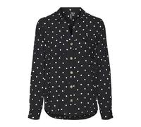 VERO MODA Damen Vmbumpy L/S Shirt New WVN Ga Noos Langarmbluse, Black/AOP:Snow White Dot,M