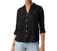VERO MODA Damen Vmbumpy L/S Shirt New WVN Ga Noos Langarmbluse, Schwarz,XS