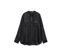 VERO MODA Damen Vmbumpy Ls Shirt WVN Ga Noos Langarmbluse, Black/Stripes:Silver Lurex, M