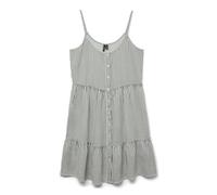 Trägerkleid VERO MODA "VMBUMPY SHORT SINGLET DRESS WVN GA NOOS", Damen, Gr. XS, N-Gr, laurel wreath stripes:snow weiß, Web, Obermaterial: 100% Viskose, gestreift, relaxed fit ca. Mitte Oberschenkel, R